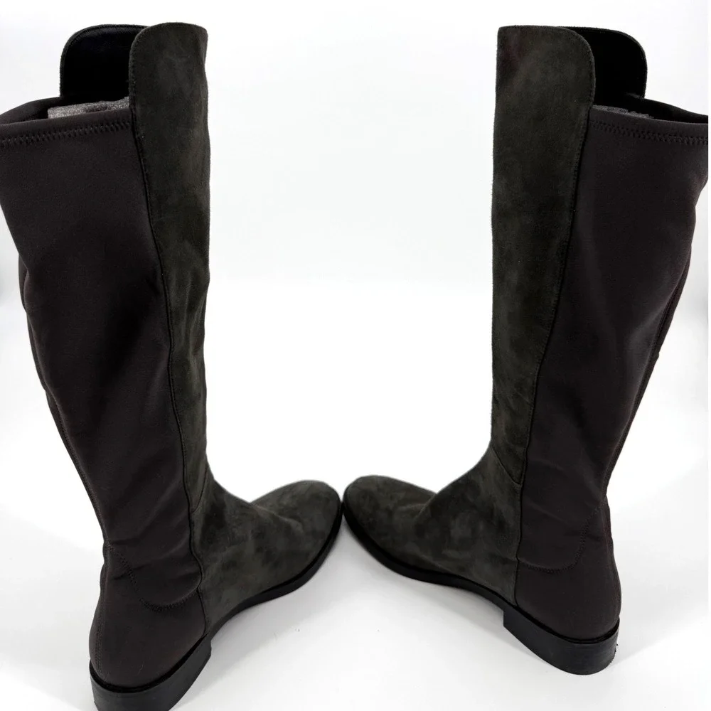 Stuart Weitzman 9‎ City Knee-High Riding Boot Suede Stretch Quiet Luxury Capsule